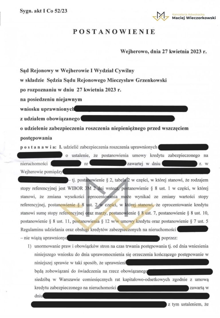 Postanowienie SR Wejherowo I Co 52/23, strona 1