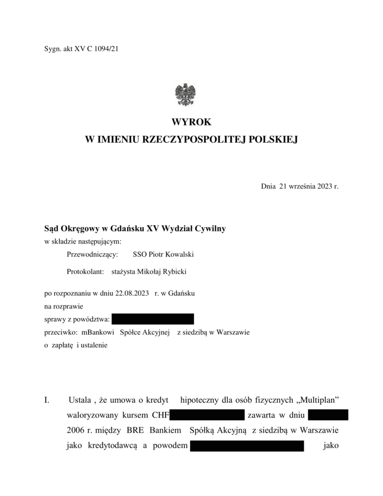 Wyrok SO w Gdańsku XV C 1094/21