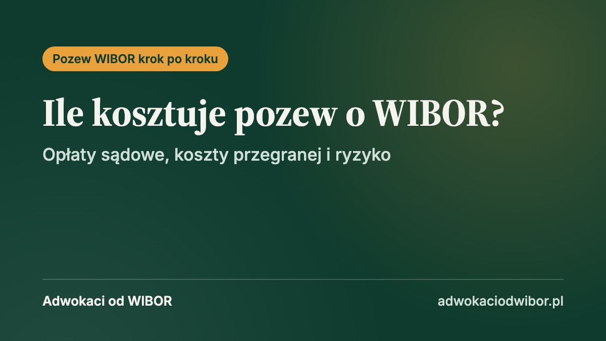 Ile kosztuje pozew o WIBOR w 2026 roku? Opłaty sądowe, koszty przegranej i ryzyko